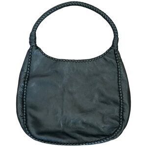 Margot Pebbled Leather Whipstitch Trim Hobo🖤